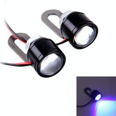2 PCS 12V 3W Luce stroboscopica a LED con occhi di aquila a luce blu per moto ， Lunghezza cavo: 90 cm