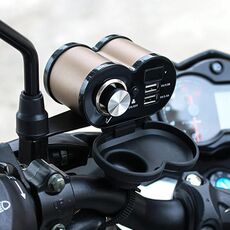 Accendisigari con caricatore USB doppio in lega di alluminio per moto portatile (oro)