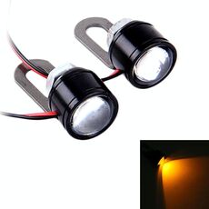 2 PCS 12V 3W Eagle Eyes LED Light per moto Length Lunghezza cavo: 45 cm (luce gialla)