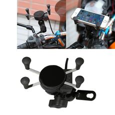Caricatore universale per telefono USB da moto 12V con supporto, adatto per smartphone da 3,5-6,5 pollici