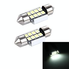2 PCS 3W 200 LM 6000K 31MM 8 LED SMD-2835 Porta bicuspide Decodifica Cupola per auto Lampada da lettura a LED, CC 12V (luce bianca)