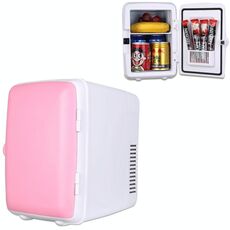 Mini frigorifero portatile per auto e frigorifero da 4 litri per auto e casa, tensione: DC 12V / AC 220V (rosa)