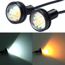 2 PCS 2W (luce bianca + gialla) Car Auto Eagle Eyes Fendinebbia con 12 lampade LED SMD-4014, lunghezza cavo CC 12V: 55 cm