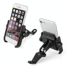 Staffa per telefono in lega di alluminio per specchietto retrovisore per moto, adatta per dispositivi da 4-6 pollici (nera)