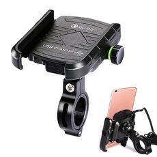 Caricatore USB per moto / bicicletta QC 3.0 Staffa per ricarica rapida, adatta per dispositivi da 6-9 cm (nera)