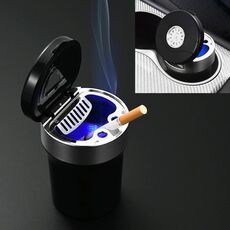Posacenere portacenere multifunzione portatile creativo a LED per auto con orologio (argento)