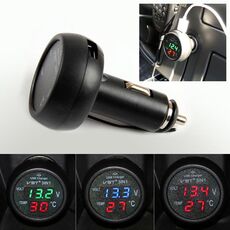 Caricabatteria USB per misuratore di temperatura digitale per auto universale 3 in 1, DC12-24V (consegna a colori casuali)