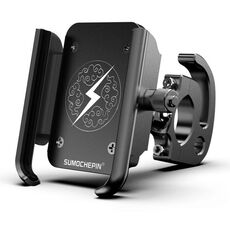 Supporto per telefono cellulare in lega di alluminio per moto con gancio, adatto per telefoni da 4-6,5 pollici (nero)