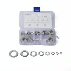 Kit assortito di rondelle piatte in acciaio inossidabile di forma rotonda da 72 pezzi M4-M16 per auto / barca / elettrodomestico
