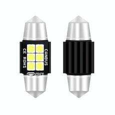 2 PCS 31mm DC12V-24V 3W 6000K 660LM 6LEDs SMD-3030 Lampada da lettura per auto / Luce targa
