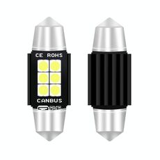 2 PCS 36mm DC12V-24V 3W 6000K 660LM 6LEDs SMD-3030 Lampada da lettura per auto / Luce targa