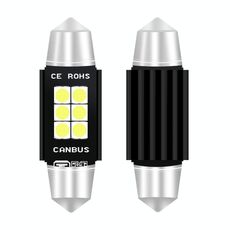 2 PCS 42mm DC12V-24V 3W 6000K 660LM 6LEDs SMD-3030 Lampada da lettura per auto / Luce targa