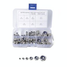 Kit controdado inserto in nylon per auto 304 da 60 pezzi M3-M10