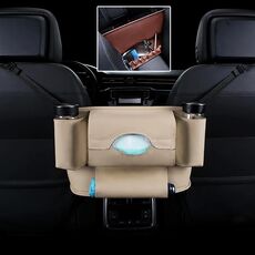 Sacchetto di carta appeso per asciugamano / tazza d'acqua per sedile anteriore dell'auto (beige)