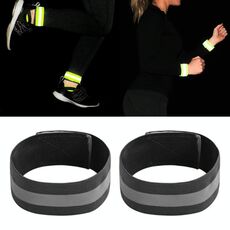 2 pezzi di cinturino riflettente per sport all'aria aperta, corsa, ciclismo, avvertimento notturno, cinturino da polso (nero)