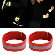 2 fasce riflettenti per sport all'aria aperta, corsa, ciclismo, avvertimento notturno, cinturino da polso (rosso)