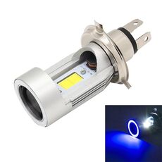 H4 DC12-80V / 20W / 6000K / 2000LM Faro per moto con Angel Eyes (blu)
