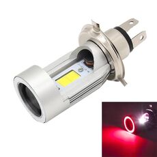 H4 DC12-80V / 20W / 6000K / 2000LM Faro per moto con Angel Eyes (rosso)