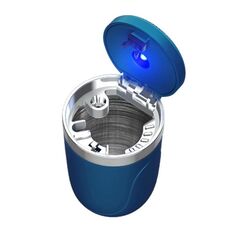 Posacenere per sigarette portatile per auto in acciaio inossidabile con luce (blu scuro)