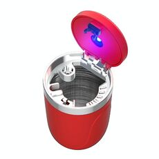 Posacenere per sigarette portatile per auto in acciaio inossidabile con luce (rosso)