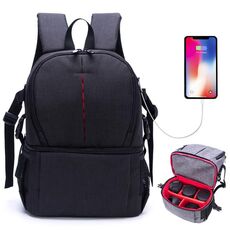 Borsa a tracolla in nylon impermeabile multifunzionale Borsa a tracolla imbottita antiurto per fotocamere Nikon Canon DSLR (nero)