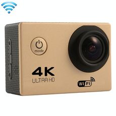 Schermo F60 da 2,0 pollici da 170 gradi WIFI WiFi Camcorder per fotocamera Azione Sport con custodia in custodia impermeabile, supporto 64 GB Micro SD card (oro)