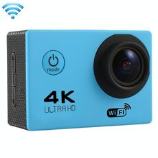 Schermo F60 da 2,0 pollici 170 gradi WIFI WiFi Camcorder per fotocamera Azione Sport con custodia in custodia impermeabile, supporto 64 GB Micro SD card (blu)