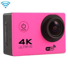 Schermo F60 da 2,0 pollici 170 gradi WIFI WiFi Camcorder per fotocamera Azione Sport con custodia per abitazione impermeabile, supporto 64 GB Micro SD scheda (magenta)