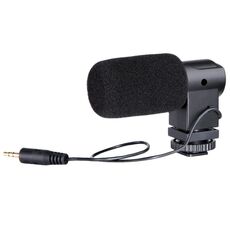 BOYA BY-V01 Microfono a condensatore stereo X / Y con supporto antiurto integrato e parabrezza per smartphone, fotocamere DSLR e videocamere (nero)