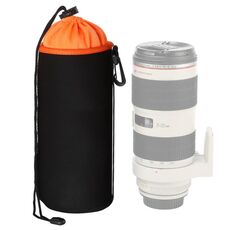 Borsa per obiettivo per fotocamera SLR Borsa per micro-lente singola Borsa per bile interna Custodia protettiva impermeabile più ispessimento in velluto, diametro: 10 cm, altezza: 25 cm (arancione)
