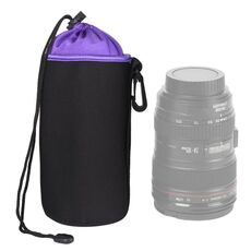 Borsa per obiettivo per fotocamera SLR Borsa per obiettivo micro per obiettivo singolo Borsa per bile interna Custodia protettiva impermeabile più ispessimento in velluto, diametro: 10 cm, altezza: 18 cm (viola)