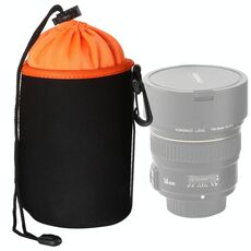 Borsa per obiettivo per fotocamera SLR Borsa per micro-lente singola Borsa per bile interna Custodia protettiva impermeabile più ispessimento in velluto, diametro: 10 cm, altezza: 14 cm (arancione)