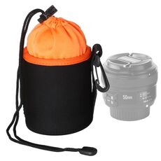 Borsa per obiettivo per fotocamera SLR Borsa per micro-lente singola Borsa per bile interna Custodia protettiva impermeabile Plus Velvet ispessimento, Diametro: 8,5 cm, Altezza: 10 cm (Arancione)