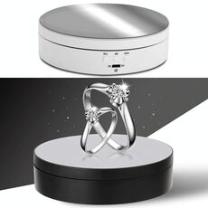 13,8 cm stile specchio USB ricarica intelligente giradischi girevole a 360 gradi display stand riprese video giradischi per fotografia, carico 3 kg (bianco)