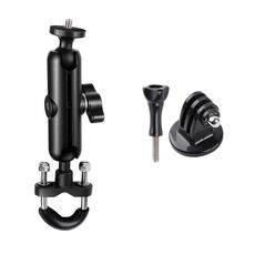 Biella da 9 cm Testa a sfera da 20 mm Supporto fisso per manubrio moto con adattatore per treppiede e vite per GoPro Hero12 Black / Hero11 /10 /9 /8 /7 /6 /5, Insta360 Ace / Ace Pro, DJI Osmo Action 4 e altre action camera (Nero)
