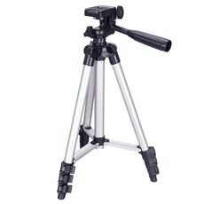 3120 Treppiede per trasmissione live Gambe pieghevoli a 4 sezioni Supporto per treppiede in lega di alluminio con testa per treppiede tridimensionale a forma di U per DSLR e fotocamera digitale, altezza regolabile: 34-103 cm (argento)