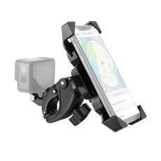 Manubrio Reggisella Supporto per asta Bicicletta GPS Navigazione Staffa per manubrio Morsetto per telefono per GoPro, adatto per telefoni cellulari da 4,0-6,5 pollici(Nero)