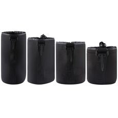 4 PCS Neoprene SLR Obiettivo per fotocamera Borsa per il trasporto Borsa con moschettone, Dimensioni: 10x22cm, 10x14cm, 10x18cm, 8x10cm