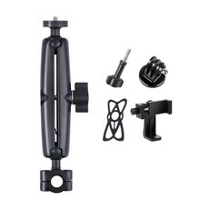 Supporto fisso per manubrio anteriore auto Ballhead da 25 mm con adattatore per treppiede, vite, morsetto per telefono e custodia in silicone anti-smarrimento per GoPro Hero12 Nero / Hero11 /10 /9 /8 /7 /6 /5, Insta360 Ace / Ace Pro, DJI OsmoAzione 4 e al
