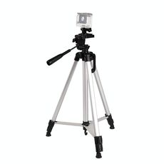 Treppiede trasmesso in diretta Treppiede a 3 sezioni Pieghevole Gambe in lega di alluminio Supporto treppiede con testa a tre-dimensionale a U-dimensionale Treppiede Treppiede e serraggio del telefono per DSLR & Digital Fotocamera, Altezza regolabile: 47,