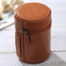 Custodia per obiettivo medio Custodia in pelle PU con cerniera per obiettivo fotocamera DSLR, dimensioni: 13x9x9cm (marrone)