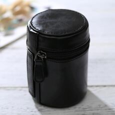Astuccio per obiettivo piccolo Custodia in pelle PU con cerniera per obiettivo per fotocamera DSLR, dimensioni: 11x8x8cm (nero)