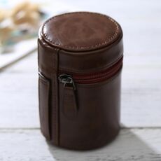 Astuccio per obiettivo piccolo Custodia in pelle PU con cerniera per obiettivo per fotocamera DSLR, dimensioni: 11x8x8cm (caffè)