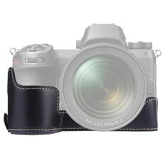 Base mezza custodia per fotocamera in pelle PU con filettatura da 1/4 di pollice per Nikon Z6 / Z7 (nera)