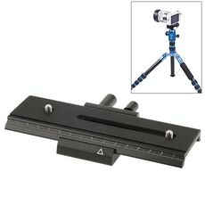 Piastra per treppiede di tipo lungo con guida a scorrimento macro a 2 vie (nera)