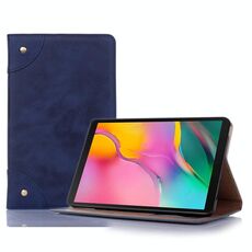 Custodia in pelle a ribaltamento orizzontale stile libro retrò con supporto, slot per schede e portafoglio per Galaxy Tab A 8.0 (2019) (blu scuro)