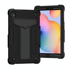 Per Huawei MatePad T8 Staffa a forma di T Colore a contrasto Antiurto PC + Custodia protettiva in silicone (Nero + Nero)