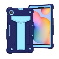 Per Huawei MatePad T8 Staffa a forma di T Contrasto Colore antiurto PC + Custodia protettiva in silicone (Navy + Blu)