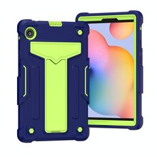Per Huawei MatePad T8 staffa a forma di T colore a contrasto antiurto PC + custodia protettiva in silicone (blu scuro + verde)