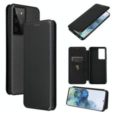 Per Samsung Galaxy S30 Ultra / S21 Ultra 5G Fibra di carbonio Texture Flip orizzontale magnetico TPU + PC + Custodia in pelle PU con slot per scheda (nero)